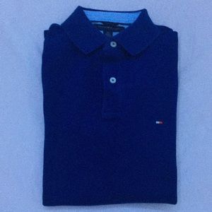 blue polo shirt